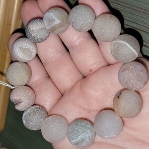 Handcrafted Statement Matte Druzy Geode Natural Stone Stretch Bracelet 14MM